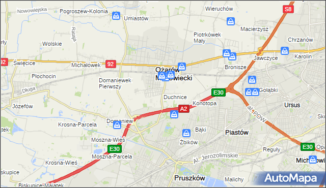 mapa Duchnice, Duchnice na mapie Targeo