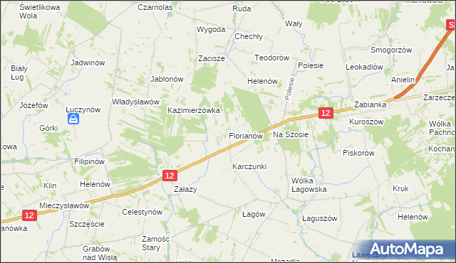 mapa Florianów gmina Policzna, Florianów gmina Policzna na mapie Targeo