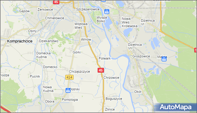 mapa Folwark gmina Prószków, Folwark gmina Prószków na mapie Targeo