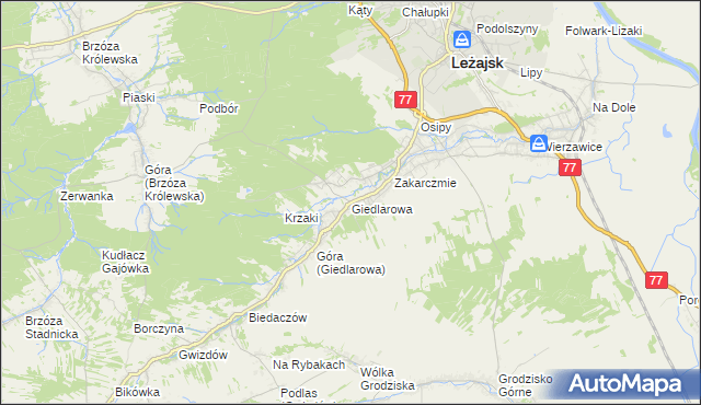 mapa Giedlarowa, Giedlarowa na mapie Targeo