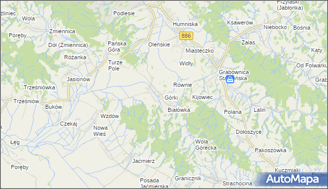 mapa Górki gmina Brzozów, Górki gmina Brzozów na mapie Targeo