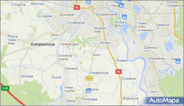 mapa Górki gmina Prószków, Górki gmina Prószków na mapie Targeo