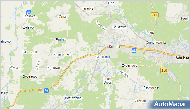 mapa Gościcino, Gościcino na mapie Targeo