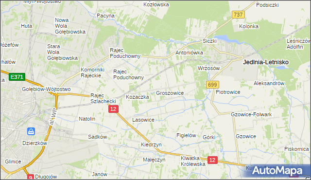 mapa Groszowice, Groszowice na mapie Targeo