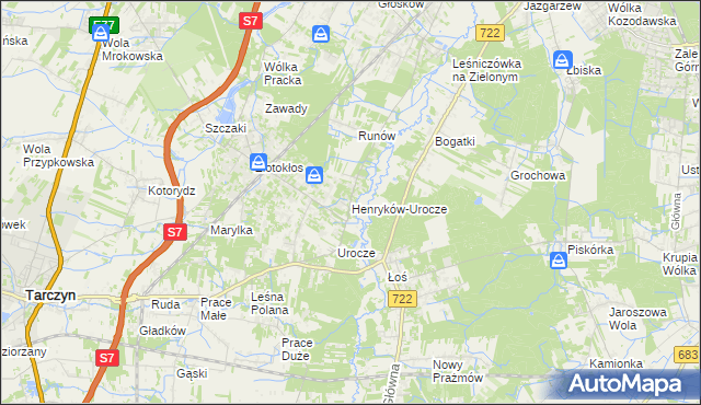 mapa Henryków-Urocze, Henryków-Urocze na mapie Targeo