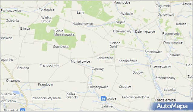 mapa Janikowice gmina Słomniki, Janikowice gmina Słomniki na mapie Targeo