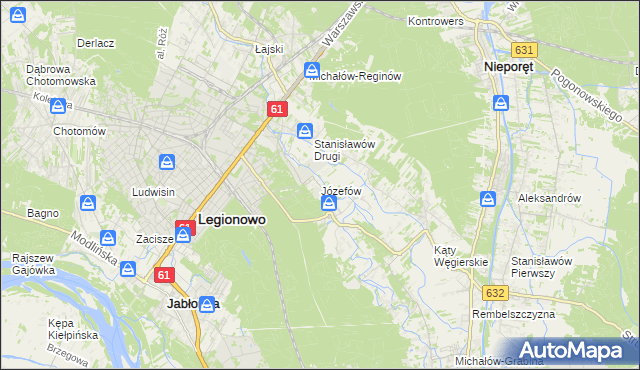 mapa Józefów gmina Nieporęt, Józefów gmina Nieporęt na mapie Targeo