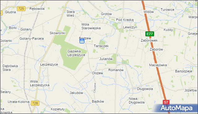 mapa Julianów gmina Belsk Duży, Julianów gmina Belsk Duży na mapie Targeo