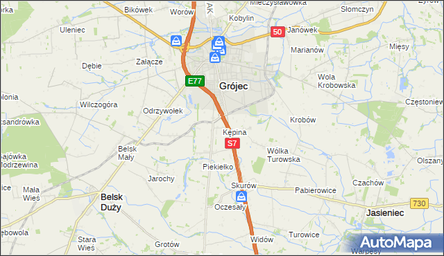 mapa Kępina gmina Grójec, Kępina gmina Grójec na mapie Targeo