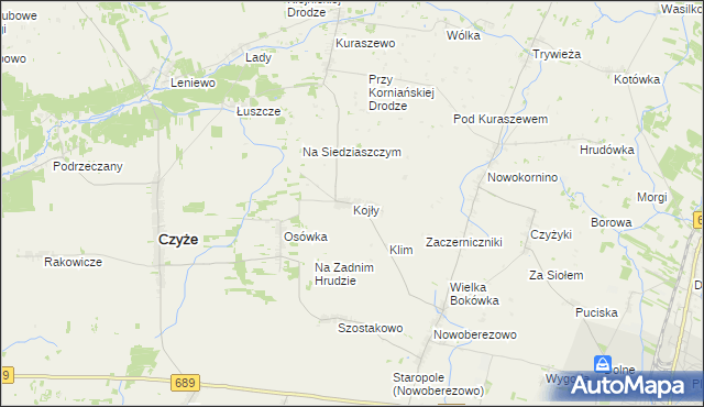 mapa Kojły, Kojły na mapie Targeo
