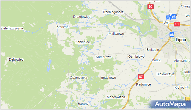 mapa Komorowo gmina Lipno, Komorowo gmina Lipno na mapie Targeo