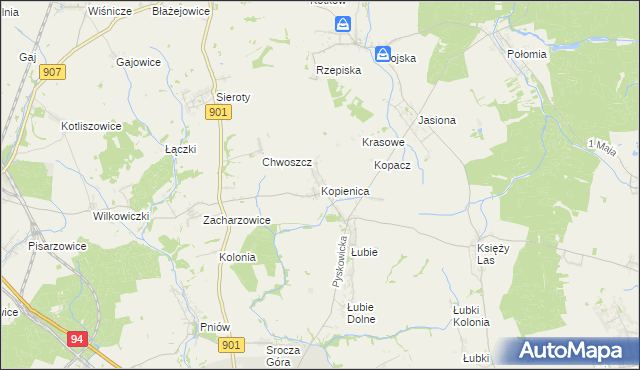 mapa Kopienica, Kopienica na mapie Targeo