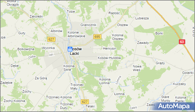 mapa Kosów-Hulidów, Kosów-Hulidów na mapie Targeo