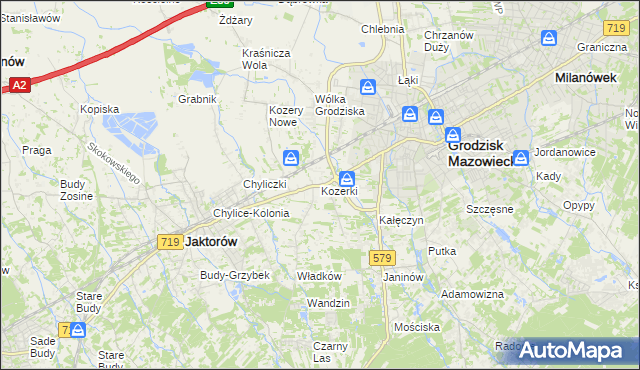 mapa Kozerki, Kozerki na mapie Targeo