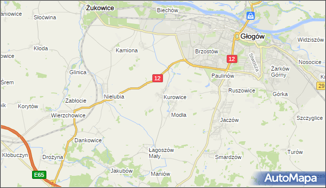 mapa Kurowice gmina Jerzmanowa, Kurowice gmina Jerzmanowa na mapie Targeo