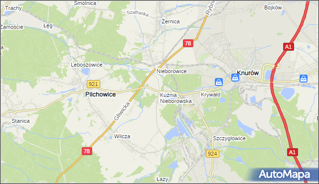 mapa Kuźnia Nieborowska, Kuźnia Nieborowska na mapie Targeo