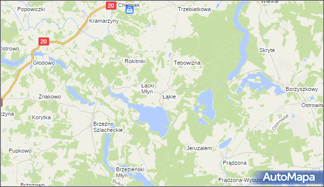 mapa Łąkie gmina Lipnica, Łąkie gmina Lipnica na mapie Targeo