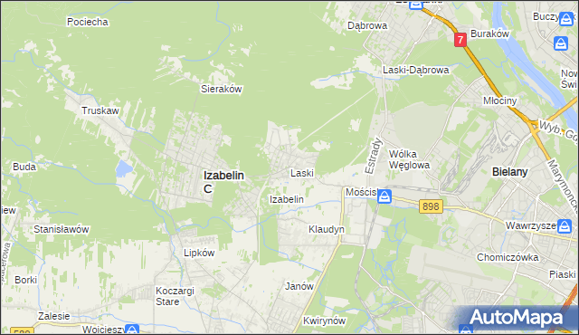 mapa Laski gmina Izabelin, Laski gmina Izabelin na mapie Targeo