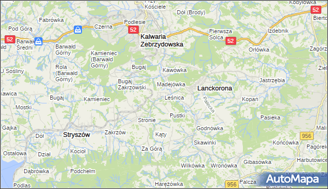 mapa Leśnica gmina Stryszów, Leśnica gmina Stryszów na mapie Targeo