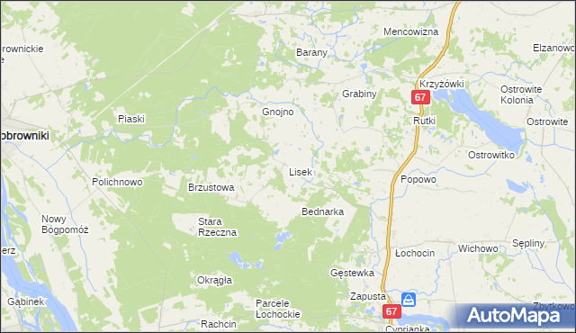 mapa Lisek, Lisek na mapie Targeo