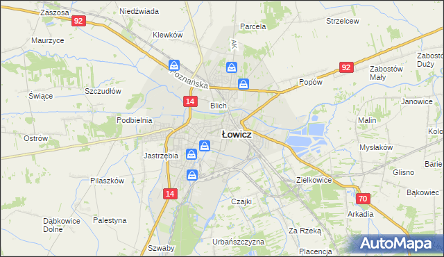 mapa Łowicza, Łowicz na mapie Targeo