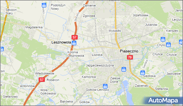mapa Łoziska, Łoziska na mapie Targeo