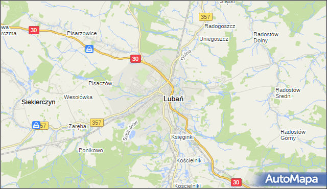 mapa Lubań, Lubań na mapie Targeo