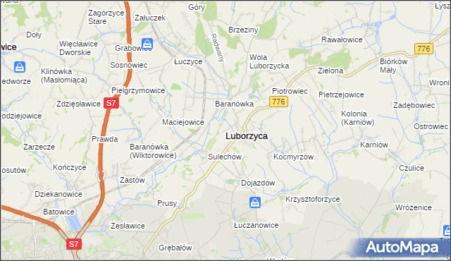 mapa Luborzyca, Luborzyca na mapie Targeo