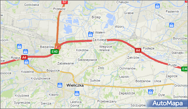 mapa Mała Wieś gmina Wieliczka, Mała Wieś gmina Wieliczka na mapie Targeo
