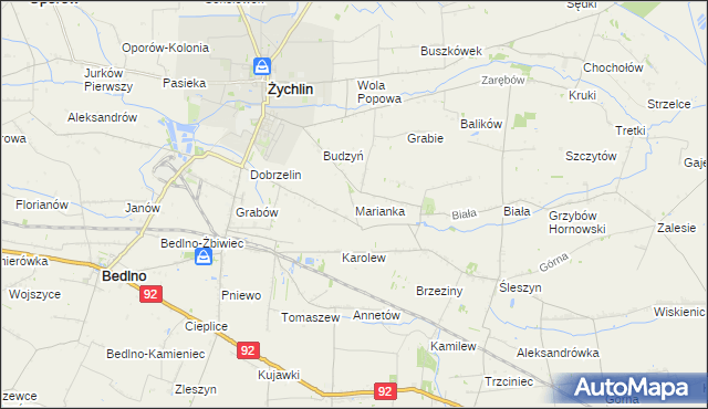 mapa Marianka gmina Żychlin, Marianka gmina Żychlin na mapie Targeo