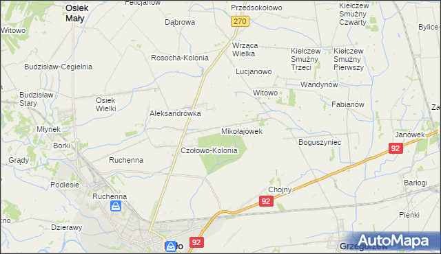 mapa Mikołajówek gmina Koło, Mikołajówek gmina Koło na mapie Targeo