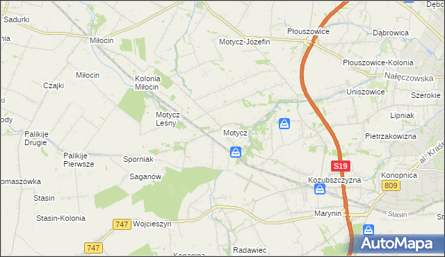 mapa Motycz, Motycz na mapie Targeo