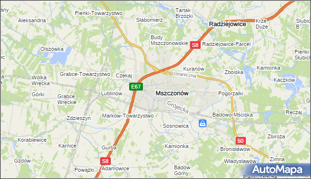 mapa Mszczonów, Mszczonów na mapie Targeo