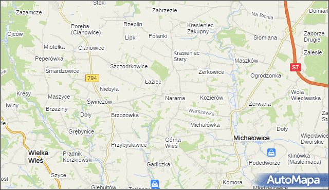 mapa Narama, Narama na mapie Targeo