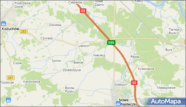 mapa Nieciecz gmina Nowe Miasteczko, Nieciecz gmina Nowe Miasteczko na mapie Targeo
