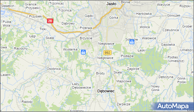 mapa Niegłowice, Niegłowice na mapie Targeo