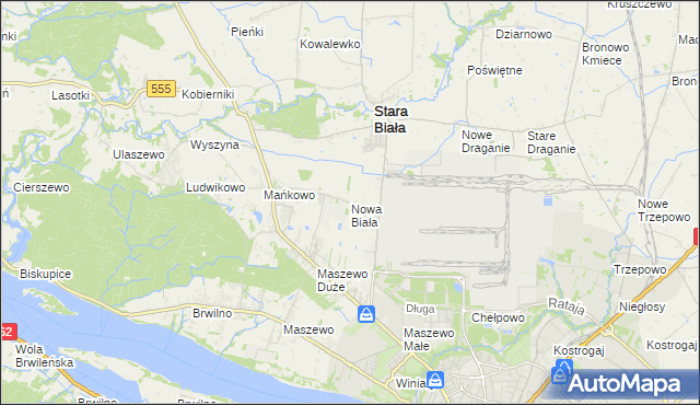 mapa Nowa Biała gmina Stara Biała, Nowa Biała gmina Stara Biała na mapie Targeo