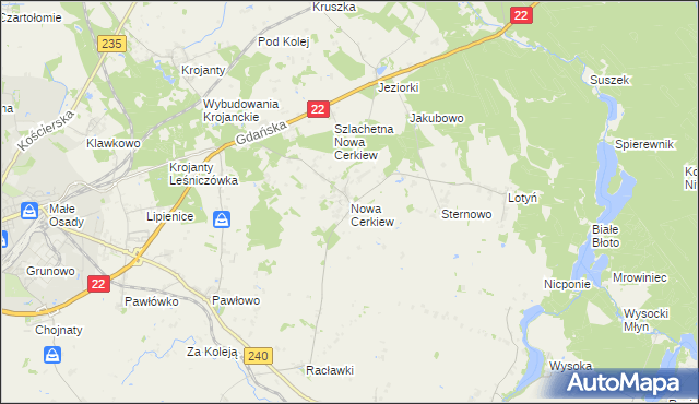 mapa Nowa Cerkiew gmina Chojnice, Nowa Cerkiew gmina Chojnice na mapie Targeo
