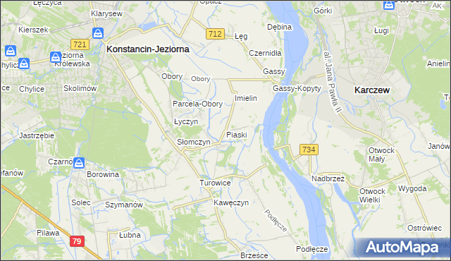 mapa Piaski gmina Konstancin-Jeziorna, Piaski gmina Konstancin-Jeziorna na mapie Targeo
