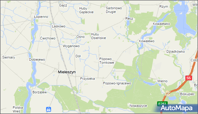 mapa Popowo Tomkowe, Popowo Tomkowe na mapie Targeo