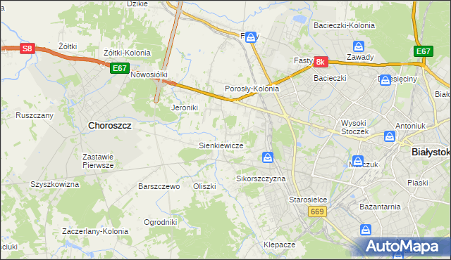 mapa Porosły, Porosły na mapie Targeo