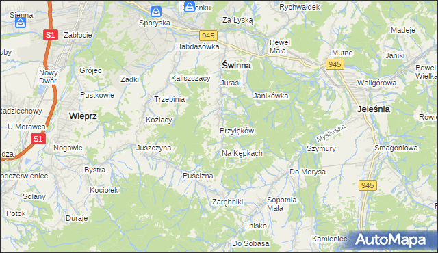 mapa Przyłęków, Przyłęków na mapie Targeo