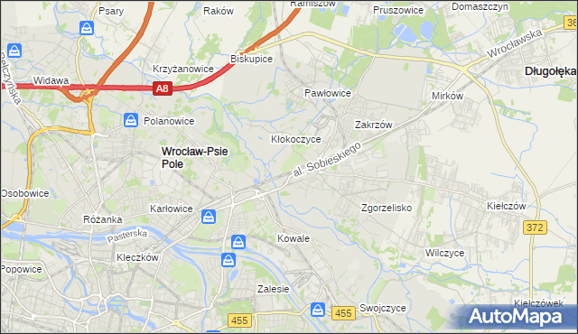 mapa Psie Pole gmina Wrocław, Psie Pole gmina Wrocław na mapie Targeo