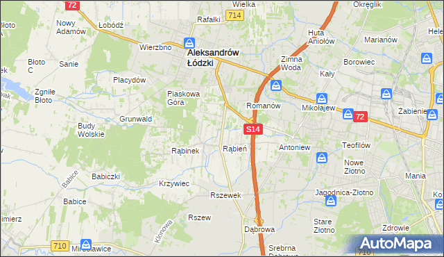 mapa Rąbień AB, Rąbień AB na mapie Targeo