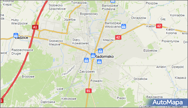 mapa Radomsko, Radomsko na mapie Targeo