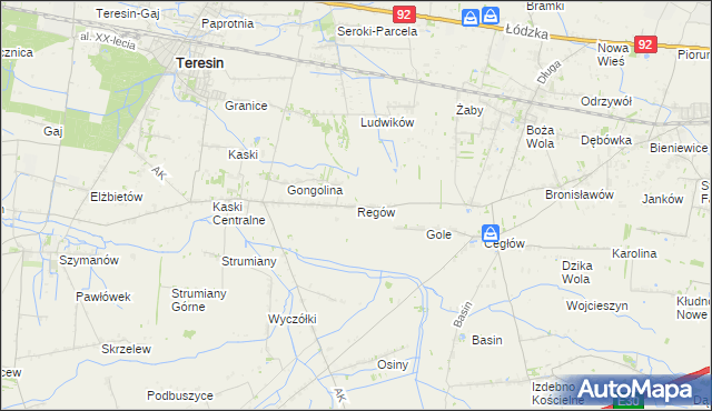 mapa Regów, Regów na mapie Targeo