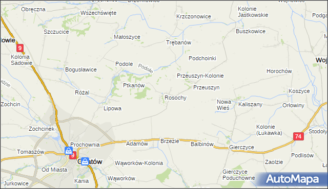 mapa Rosochy gmina Opatów, Rosochy gmina Opatów na mapie Targeo