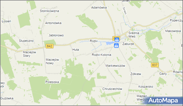 mapa Rożki-Kolonia, Rożki-Kolonia na mapie Targeo