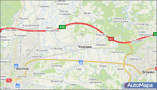 mapa Rzezawa, Rzezawa na mapie Targeo