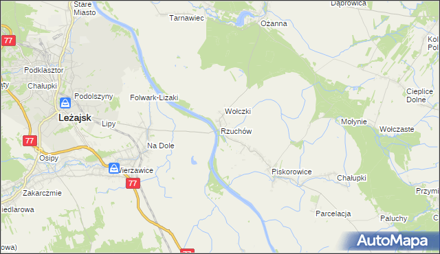 mapa Rzuchów gmina Leżajsk, Rzuchów gmina Leżajsk na mapie Targeo